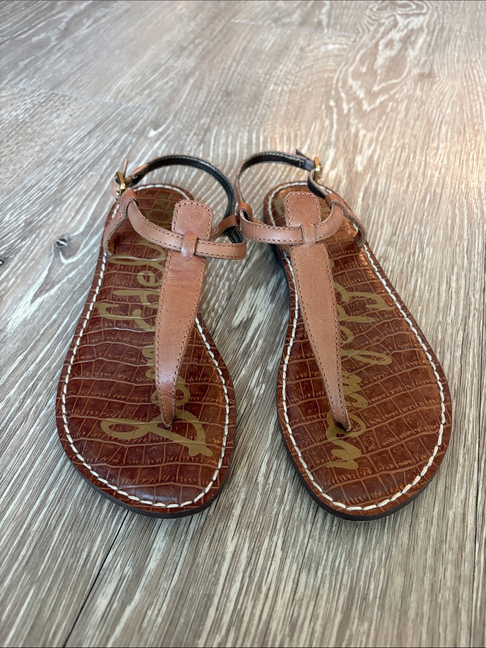 Sam Edelman Brown Thong Sandals with Ankle Buckle